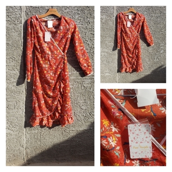 Free People  Floral Ruffle‎ Wrap Dress - Picture 3 of 3